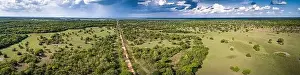 Mato Grosso Prints: Aerial view panorama of typical Pantanal landscape with Transpantaneira