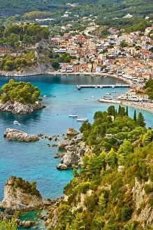 Images Dated 24th September 2017: Aerial view at Parga resort and bay, Greece