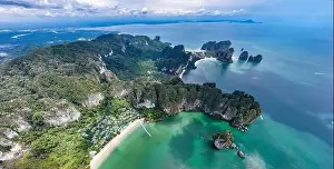 Phra Prints: Aerial view of Phra nang Cave or princess Cave Beach in Krabi
