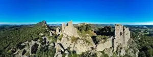 Fly Fishing Prints: Aerial view of the Pic Saint Loup and it's surroundings in occitanie France