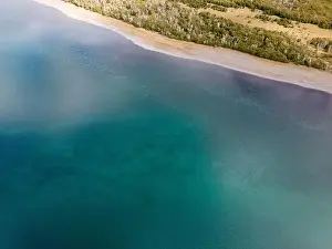 Birds View Prints: Aerial view of picturesque Lago Yehuin on the island Tierra del Fuego