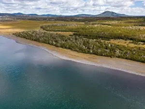 Birds View Prints: Aerial view of picturesque Lago Yehuin on the island Tierra del Fuego