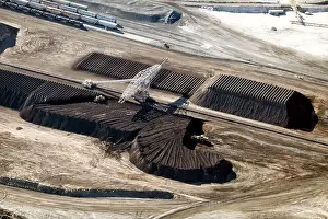 Quarry Prints: An aerial view of the piler making piles of phosphate ore at the Monsanto phosphate mine processing facility near Soda