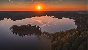 Plunge Prints: Aerial view of Plateliai lake, the biggest lake in Samogitia