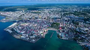 Terre Prints: Aerial View to the Pointe-à-Pitre city center in Guadeloupe island