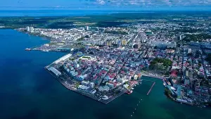 Terre Prints: Aerial View to the Pointe-à-Pitre city center in Guadeloupe island