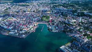 Terre Prints: Aerial View to the Pointe-à-Pitre city center in Guadeloupe island