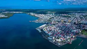 Terre Prints: Aerial View to the Pointe-à-Pitre city center in Guadeloupe island