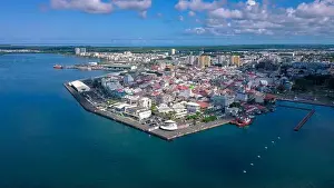 Aerial View to the Pointe-à-Pitre city center in Guadeloupe island, overseas region and department of France