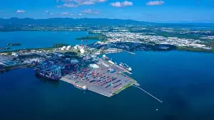 Terre Prints: Aerial View to the Pointe-à-Pitre city center in Guadeloupe island