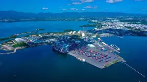 Terre Prints: Aerial View to the Pointe-à-Pitre city center in Guadeloupe island