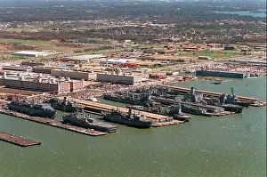 Piers Prints: An aerial view of a portion of the Norfolk Naval Station showing piers two