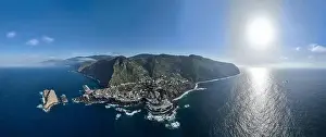 Aerial view of Porto Moniz with volcanic lava swimming pools
