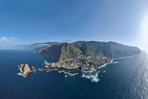 Aerial view of Porto Moniz with volcanic lava swimming pools