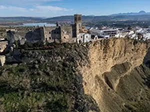 White Villages Prints: aerial view of the pretty white village of Arcos de la Frontera in the province of Cadiz