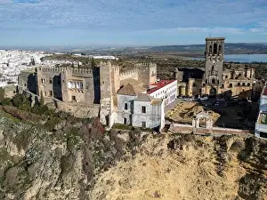 White Villages Prints: aerial view of the pretty white village of Arcos de la Frontera in the province of Cadiz