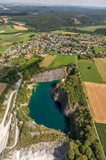 North Rhine Westphalia Prints: Aerial view, Quarry with Blue Seegrube Fritz Weiken