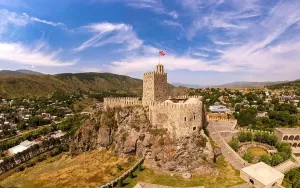 Renovated Prints: Aerial view of The Rabati Castle is a medieval castle complex in Akhaltsikhe, Georgia