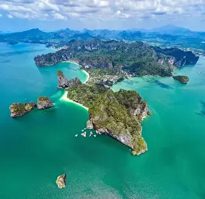 Phra Nang Cave Prints: Aerial view of Railay and Phra nang Cave Beach in Krabi, Thailand
