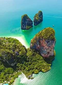 Aerial view of Railay and Phra nang Cave Beach in Krabi, Thailand