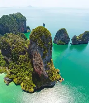 Phra Nang Cave Prints: Aerial view of Railay and Phra nang Cave Beach in Krabi, Thailand