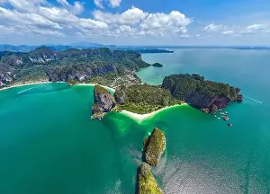 Phra Nang Cave Prints: Aerial view of Railay and Phra nang Cave Beach in Krabi, Thailand