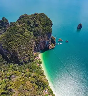 Phra Nang Cave Prints: Aerial view of Railay and Phra nang Cave Beach in Krabi, Thailand