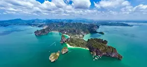 Phra Nang Cave Prints: Aerial view of Railay and Phra nang Cave Beach in Krabi, Thailand
