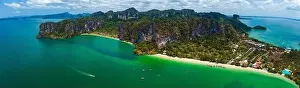 Aerial view of Railay and Phra nang Cave Beach in Krabi, Thailand