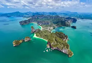 Phra Prints: Aerial view of Railay and Phra nang Cave Beach in Krabi, Thailand