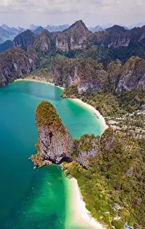 Phra Prints: Aerial view of Railay and Phra nang Cave Beach in Krabi, Thailand