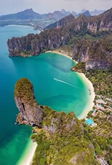 Phra Prints: Aerial view of Railay and Phra nang Cave Beach in Krabi, Thailand