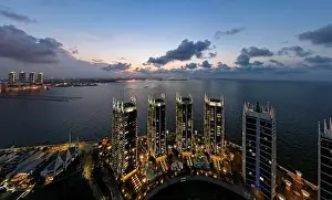 Regatta Prints: Aerial view of the Regatta Apartment icon waterfront city Pluit when sunset