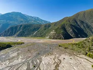 Vastness Prints: Aerial view of the remote Rio Sacambaya landscape with a huge riverbed