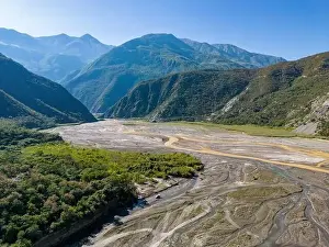 River Channel Prints: Aerial view of the remote Rio Sacambaya landscape with a huge riverbed
