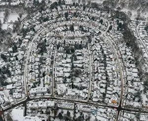 Aerial Shot Prints: Aerial view, residential estate in a horseshoe shape with the streets Auf dem Holleter and Gehrberg