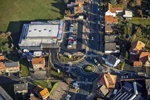 Natural Preserve Prints: Aerial view, REWE Dolberg, with new roundabout Heessener Strasse Alleestrasse and Lange Wand development area