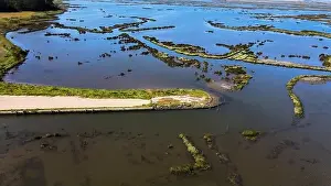 Ribeira Prints: Aerial View of Ribeira das Teixugueiras near the Aveiro Lagoon at Pardilho