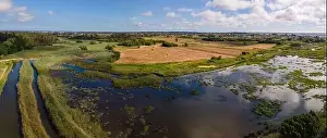 Pardilho Prints: Aerial View of Ribeira do Mourao near the Aveiro Lagoon at Murtosa, Aveiro, Portugal