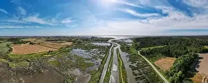 Aerial View of Ribeira do Mourao near the Aveiro Lagoon at Murtosa, Aveiro, Portugal