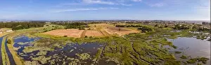 Pardilho Prints: Aerial View of Ribeira do Mourao near the Aveiro Lagoon at Murtosa, Aveiro, Portugal