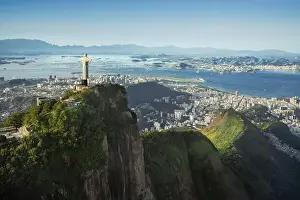 Aerial view of Rio and Christ the Redeemer Statue - Rio de Janeiro, Brazil