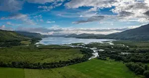 Loch Prints: An aerial view of the River Carron and Loch Carron in the Scottish Highlands near Strathcarron