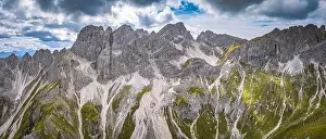 Steady Shot Prints: aerial view on rosengarten mountain range with hiking trails