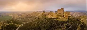 Popular Destination Prints: Aerial view of the ruined medieval abandoned Montearagon castle