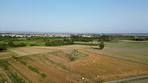 Aveiro Prints: Aerial View of rural landscape near the Aveiro Lagoon at Murtosa, Aveiro, Portugal