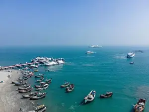 Aerial View of Saint Martin's Island Bangladesh with Jetty and Fishing Boats