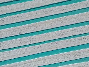 Crystallization Prints: Aerial view of the salt basins in the salt crust of the huge salt flats Salinas Grandes de Jujuy in northern Argentina