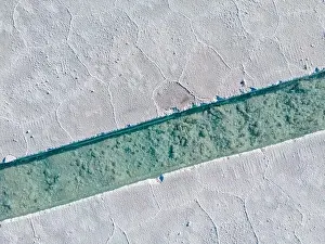 Vastness Prints: Aerial view of the salt basins in the salt crust of the huge salt flats Salinas Grandes de Jujuy in northern Argentina