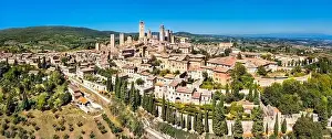 Aerial view of San Gimignano, UNESCO world heritage in Tuscany, Italy